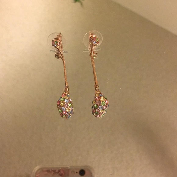 14 KGF Rose Gold Multi Color Pastel Earrings - Picture 4 of 7